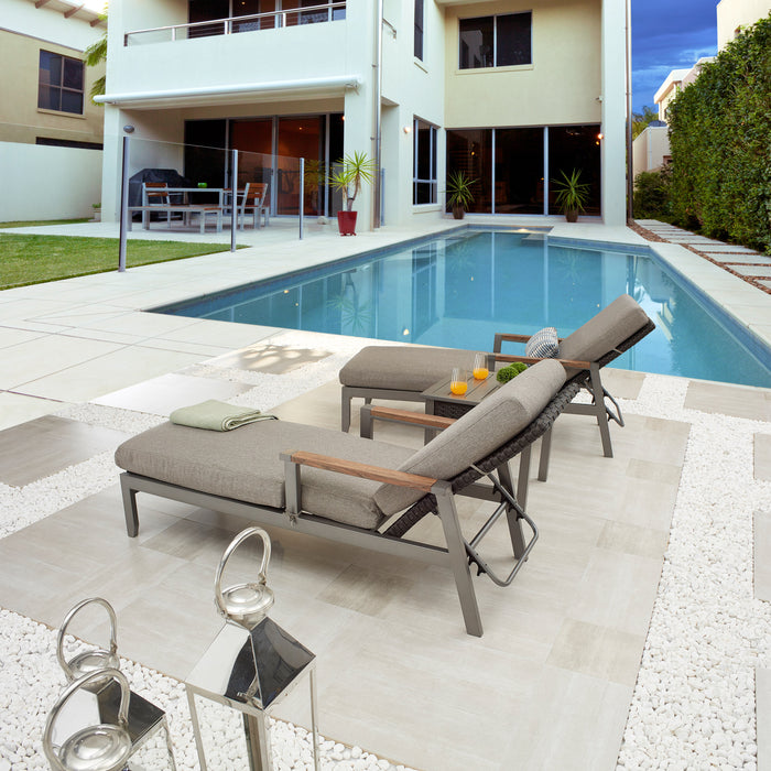 3-Piece Luxury Patio Chaise Lounge Set with Adjustable Wicker Reclining Chairs, Removable Cushions and Side Table 