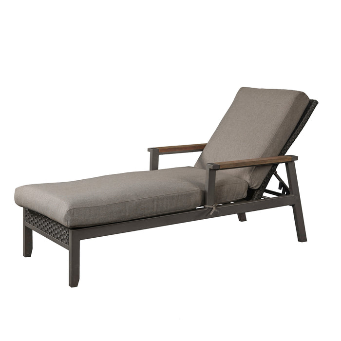 Luxury Dark Grey Wicker Adjustable Chaise Lounge with Thick Cushions