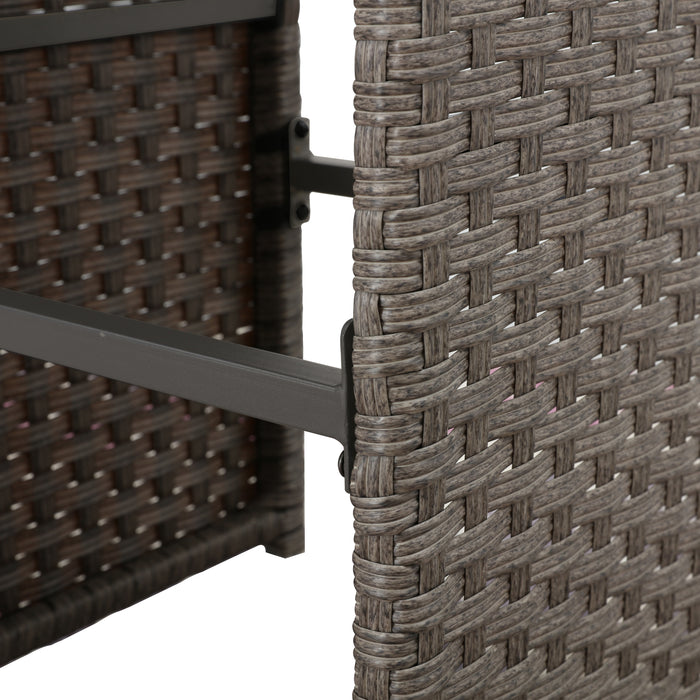 Elegant 5-Piece Outdoor Wicker Bar Stool and Table Set with Removable Cushions & Wooden Tabletop, Rattan & Metal Frame 