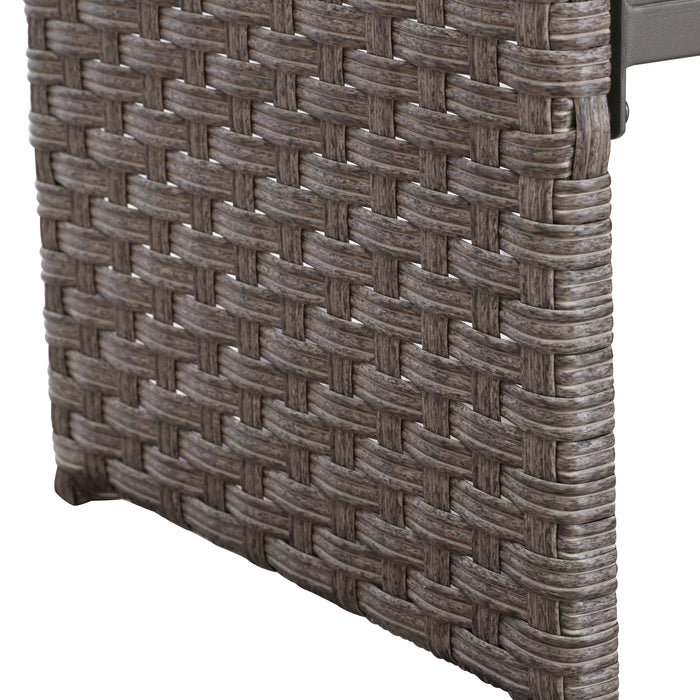 Elegant 5-Piece Outdoor Wicker Bar Stool and Table Set with Removable Cushions & Wooden Tabletop, Rattan & Metal Frame 