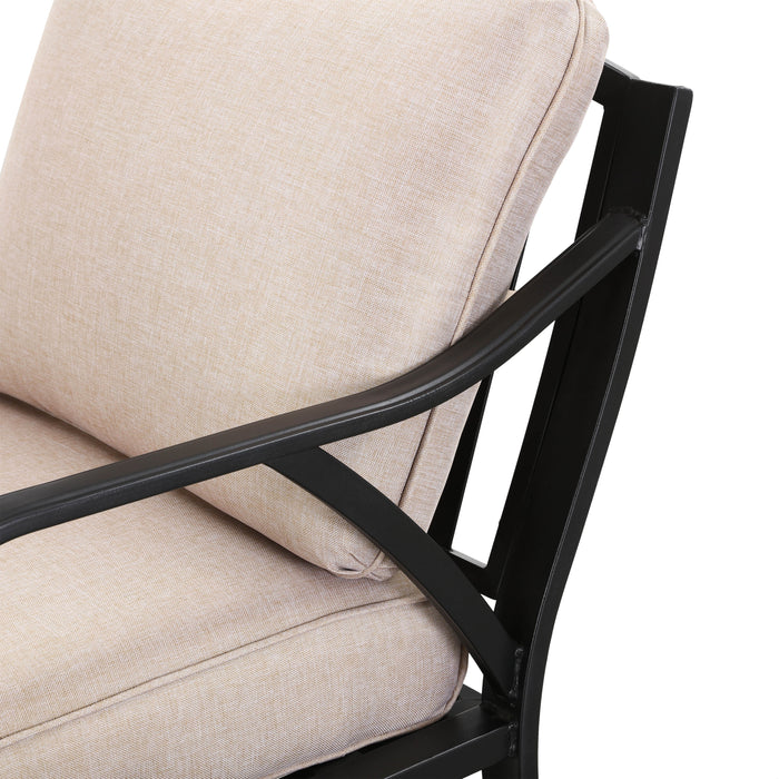 Chic Comfort 3-Piece Patio Bistro Set with Cushioned Metal Armchairs & Side Table 