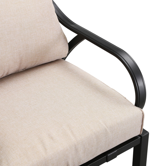 Chic Comfort 3-Piece Patio Bistro Set with Cushioned Metal Armchairs & Side Table 