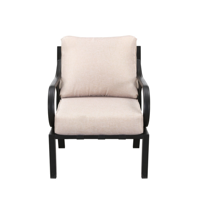 Chic Comfort 3-Piece Patio Bistro Set with Cushioned Metal Armchairs & Side Table 