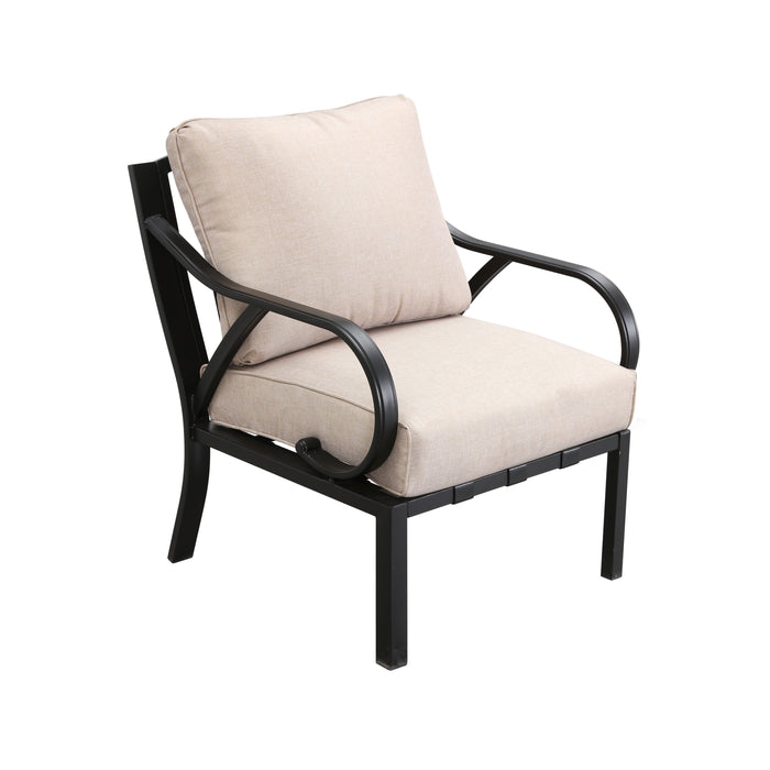 Chic Comfort 3-Piece Patio Bistro Set with Cushioned Metal Armchairs & Side Table 