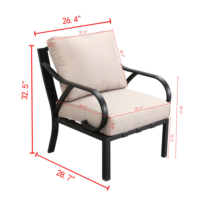 Chic Comfort 3-Piece Patio Bistro Set with Cushioned Metal Armchairs & Side Table 