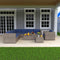 10 Piece Patio Wicker Furniture Set Conversation Chairs Sectional Rattan Sofa with Coffee Table, Ottoman and Cushion, Beige,Blue