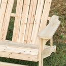1 Piece Outdoor Wooden Adirondack Bench Loveseat Double Patio Chair Natural