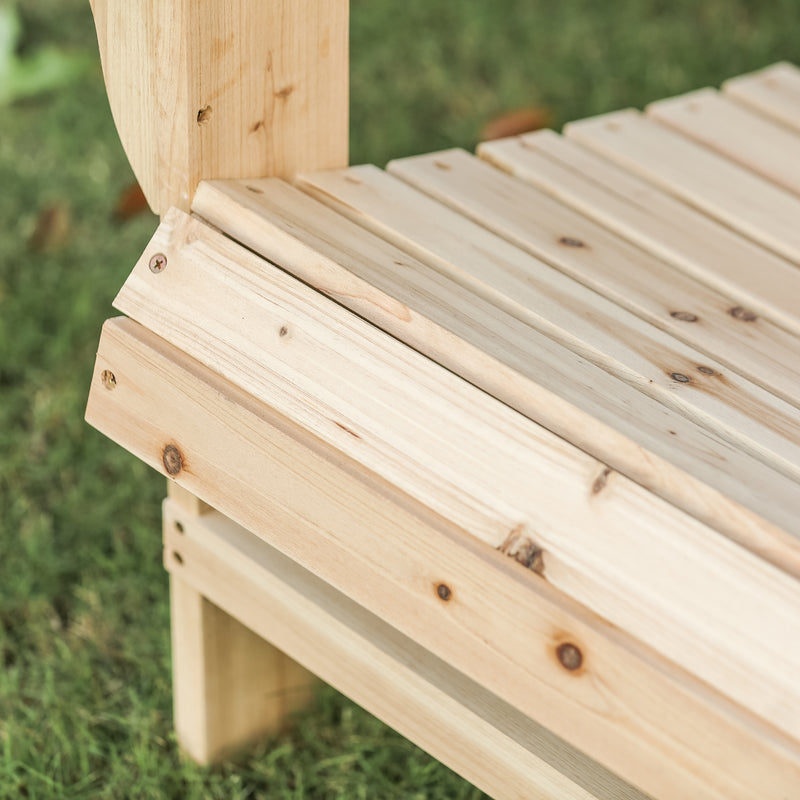 1 Piece Outdoor Wooden Adirondack Bench Loveseat Double Patio Chair Natural