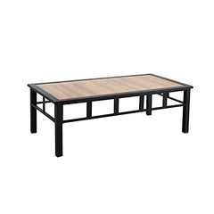 Festival Depot Patio Side Table Square Coffee Table Outdoor Furniture with All-Weather Metal Frame and Wood-Grain Desktop Outdoor Furniture for Deck Poolside Garden (25.2" x 25.2" x 16.5")