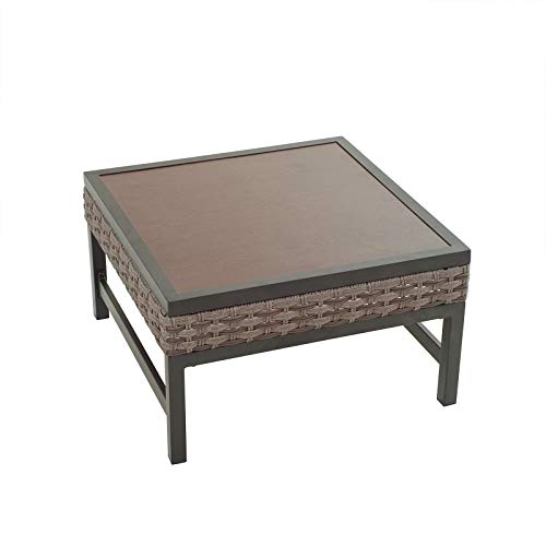 Festival Depot Metal Outdoor Side Patio Coffee Bistro Square Dining Table with Steel Legs for Living Room 23.6"(L) x 23.6"(W) x 13.3"(H) Furniture, Brown Black