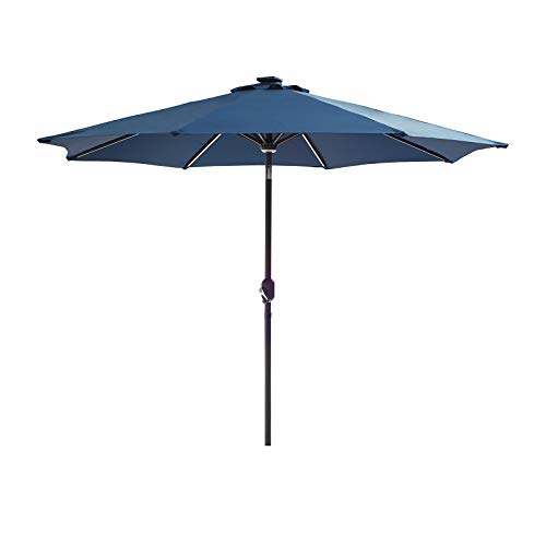 Festival Depot 8.8 FT Solar Patio Outdoor Umbrella with LED Lighted 360¡Rotation Adjustment Tilt and Crank Outdoor Market Umbrella 