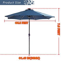 Festival Depot 8.8 FT Solar Patio Outdoor Umbrella with LED Lighted 360¡Rotation Adjustment Tilt and Crank Outdoor Market Umbrella