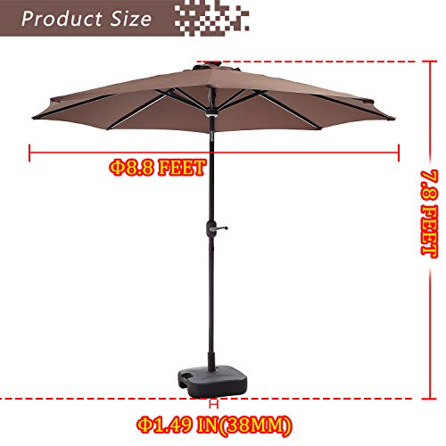 Festival Depot 8.8 FT Solar Patio Outdoor Umbrella with LED Lighted 360¡Rotation Adjustment Tilt and Crank Outdoor Market Umbrella