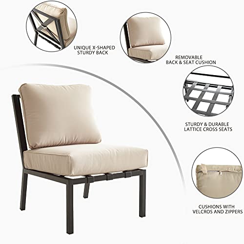 Festival Depot Patio Dining Chair Outdoor Bistro Furniture Comfort & Soft 4.3" Cushions with Metal Slatted Steel Frame Legs for Garden Poolside All-Weather 