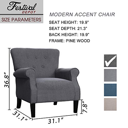 Elegant Indoor Fabric Accent Armchair for Living Room or Bedroom 