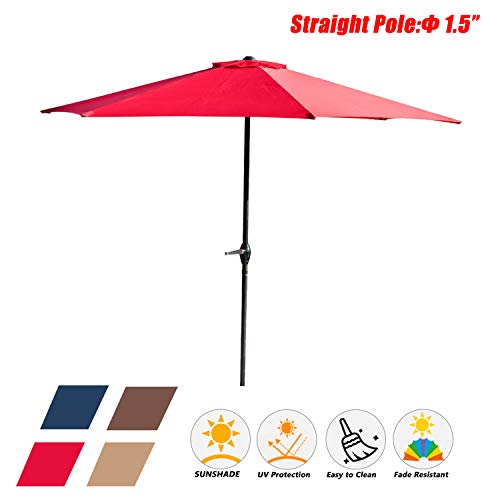 Festival Depot 9Ft Octagon Patio Umbrella Outdoor Market Table Umbrella with Hand Crank Open System Without Base or Stand for Deck Porch Pool Balcony 