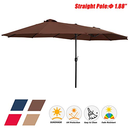 Festival Depot 14.7 ft Patio Outdoor Double-Sided Umbrella Large Twin Market Ventilation Aluminum Crank for Porch, Deck, Backyard and Pool 