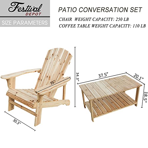 Charm & Comfort 5 Piece Traditional Wood Adirondack Patio Conversation Set 