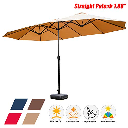 Festival Depot 14.7 ft Patio Outdoor Double-Sided Umbrella Large Twin Market Ventilation Aluminum Crank for Porch, Deck, Backyard and Pool 