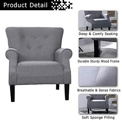 Elegant Indoor Fabric Accent Armchair for Living Room or Bedroom