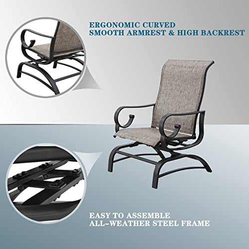 Festival Depot Patio Dining Chairs Set of 2 Outdoor Armchair Furniture with High Textilene Back and Metal Frame for Backyard Porch Lawn Deck Garden•_öGrey 