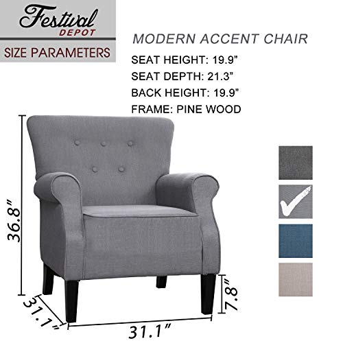 Elegant Indoor Fabric Accent Armchair for Living Room or Bedroom 