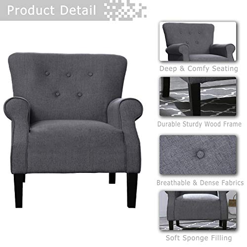 Elegant Indoor Fabric Accent Armchair for Living Room or Bedroom 
