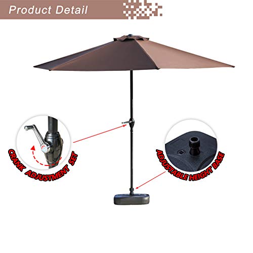 Festival Depot 9Ft Octagon Patio Umbrella Outdoor Market Table Umbrella with Hand Crank Open System Without Base or Stand for Deck Porch Pool Balcony 