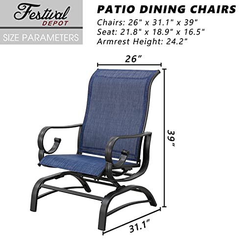 2-Piece Outdoor Armchair with High Textilene Back and Metal Frame 