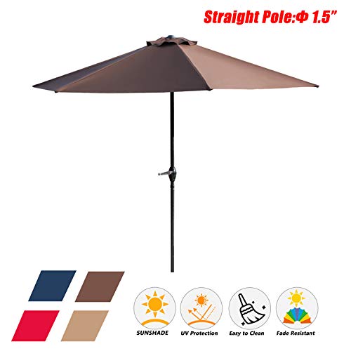 Festival Depot 9Ft Octagon Patio Umbrella Outdoor Market Table Umbrella with Hand Crank Open System Without Base or Stand for Deck Porch Pool Balcony 