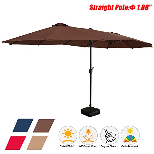 Festival Depot 14.7 ft Patio Outdoor Double-Sided Umbrella Large Twin Market Ventilation Aluminum Crank for Porch, Deck, Backyard and Pool 