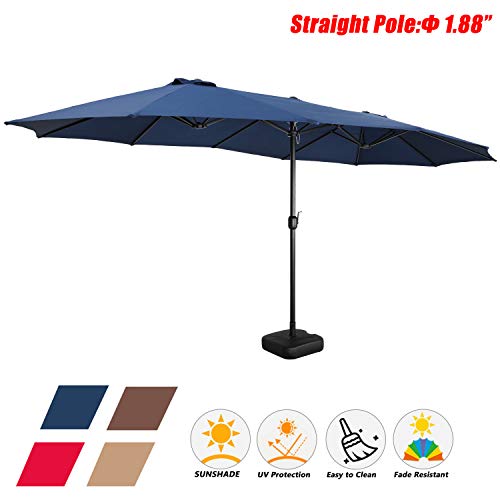 Festival Depot 14.7 ft Patio Outdoor Double-Sided Umbrella Large Twin Market Ventilation Aluminum Crank for Porch, Deck, Backyard and Pool 