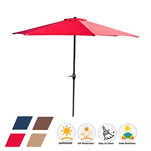 Festival Depot 9Ft Octagon Patio Umbrella Outdoor Market Table Umbrella with Hand Crank Open System Without Base or Stand for Deck Porch Pool Balcony 