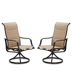 Festival Depot Patio Chairs Set of Outdoor Dining Chair Metal Swivel Armchairs with Textilene Fabric and High Back for Backyard Deck Garden