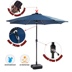 Festival Depot 8.8 FT Solar Patio Outdoor Umbrella with LED Lighted 360¡Rotation Adjustment Tilt and Crank Outdoor Market Umbrella