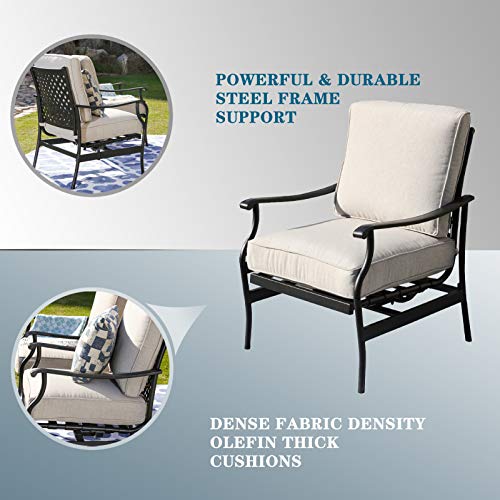 Festival Depot 2 of Outdoor Patio Bistro Armrest Chairs with Cushions Set Premium Fabric Metal Frame Furniture Set Garden Dining Seating Chair Thick & Soft Cushions