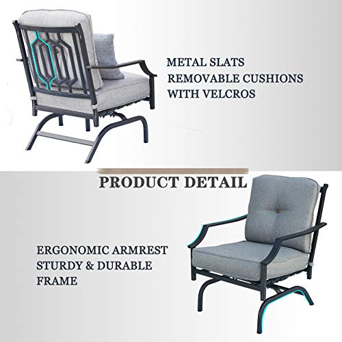 Festival Depot 4 Pieces Patio Conversation Set Outdoor Furniture Set (3-Seats Loveseat, 2 Armchairs and 1 Coffee Table) with Metal Frame and Cushions for Garden Poolside Backyard Deck