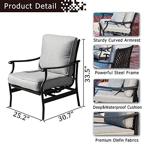 Festival Depot Patio Conversation Set Outdoor Furniture 50,000 BTU Propane Fire Pit Table Gas and Armrest Chair with Thick & Soft Cushions for Garden, Pool, Backyard