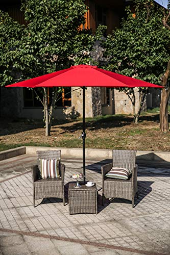 Festival Depot 9Ft Round Patio Umbrella Outdoor Market Table Umbrella with Hand Crank Open System Without Base or Stand for Deck Porch Pool Balcony