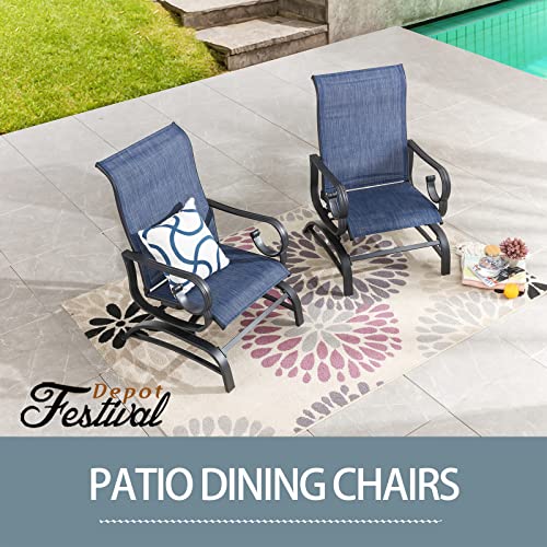 2-Piece Outdoor Armchair with High Textilene Back and Metal Frame 