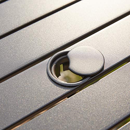 Festival Depot 37" Patio Dining Table with 2" Umbrella Hole Square Metal Table Outdoor Furniture for Deck Poolside Garden (Black) 