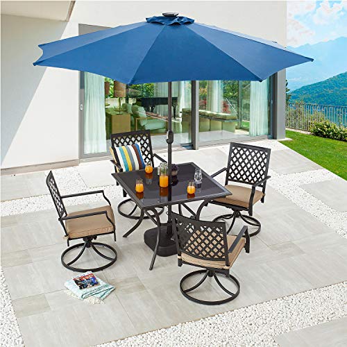 Festival Depot 8.8 FT Solar Patio Outdoor Umbrella with LED Lighted 360¡Rotation Adjustment Tilt and Crank Outdoor Market Umbrella
