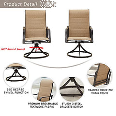 Festival Depot 5 Pieces Patio Dining Conversation Set, 4 Swivel Bistro Armrest Chair & 1 Round Metal Table with 2.04" Umbrella Hole for Deck Poolside Porch Backyard