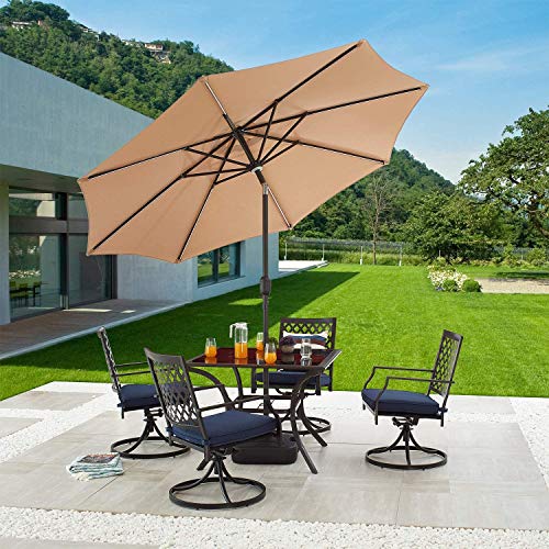 Festival Depot 8.8 FT Solar Patio Outdoor Umbrella with LED Lighted 360¡Rotation Adjustment Tilt and Crank Outdoor Market Umbrella