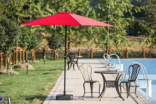 Festival Depot 9Ft Round Patio Umbrella Outdoor Market Table Umbrella with Hand Crank Open System Without Base or Stand for Deck Porch Pool Balcony