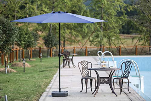 Festival Depot 9Ft Round Patio Umbrella Outdoor Market Table Umbrella with Hand Crank Open System Without Base or Stand for Deck Porch Pool Balcony