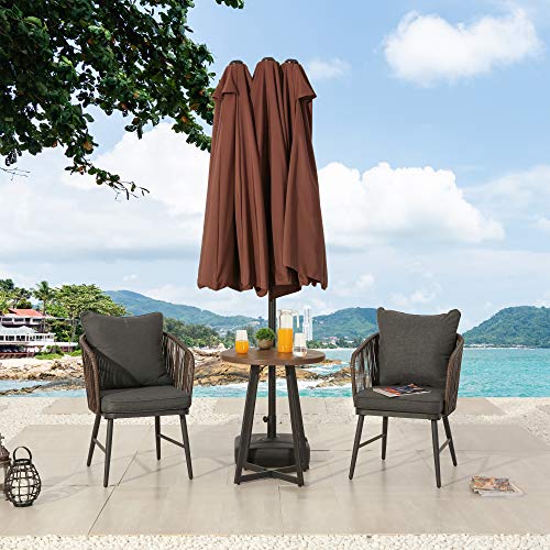 Festival Depot 14.7 ft Patio Outdoor Double-Sided Umbrella Large Twin Market Ventilation Aluminum Crank for Porch, Deck, Backyard and Pool 