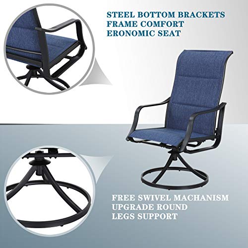 Festival Depot 5 Pieces Patio Dining Conversation Set, 4 Swivel Bistro Armrest Chair & 1 Round Metal Table with 2.04" Umbrella Hole for Deck Poolside Porch Backyard