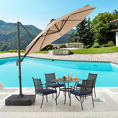 Festival Depot Outdoor Patio Umbrella Base Cantilever Offset Fillable Plastic Square Weights Plate Holder 220 lb Sand Water Filled Stand for Deck Beach All-Weather, Black 33"(L) x 33"(W) x 7.28"(H) 