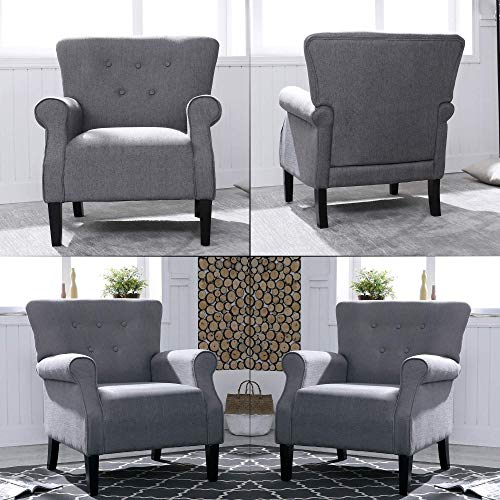 Elegant Indoor Fabric Accent Armchair for Living Room or Bedroom 